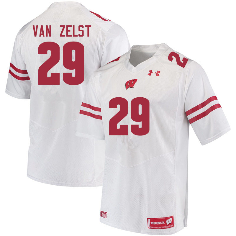 Wisconsin Badgers Men's #29 Nate Van Zelst NCAA Under Armour Authentic White College Stitched Football Jersey RL40N17LC